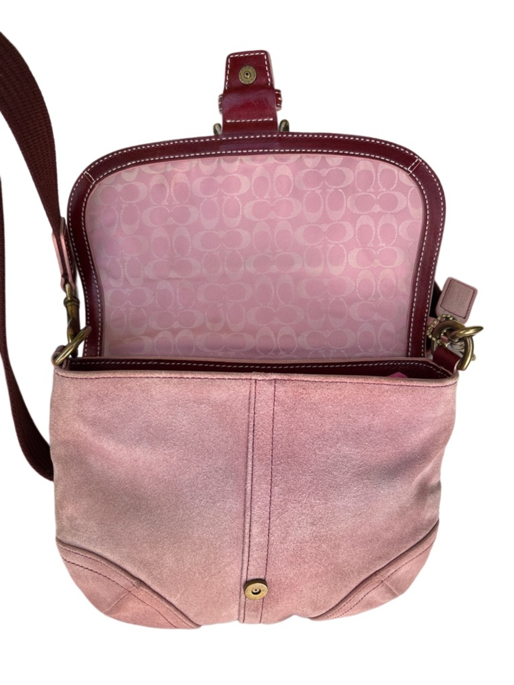 Coach Vintage 2004 Soho Suede Crossbody in Blush with Burgundy Trim 4743 - Picture 3 of 9